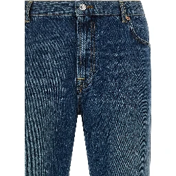 Blue Cotton Straight-Leg Jeans