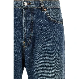 Blue Cotton Straight-Leg Jeans