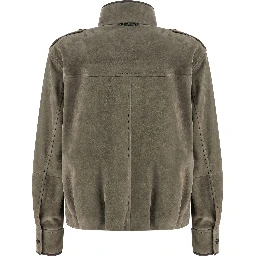 Gray Calfskin Leather Jacket