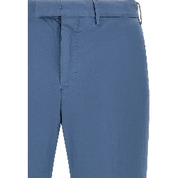 Blue Cotton Casual Pants
