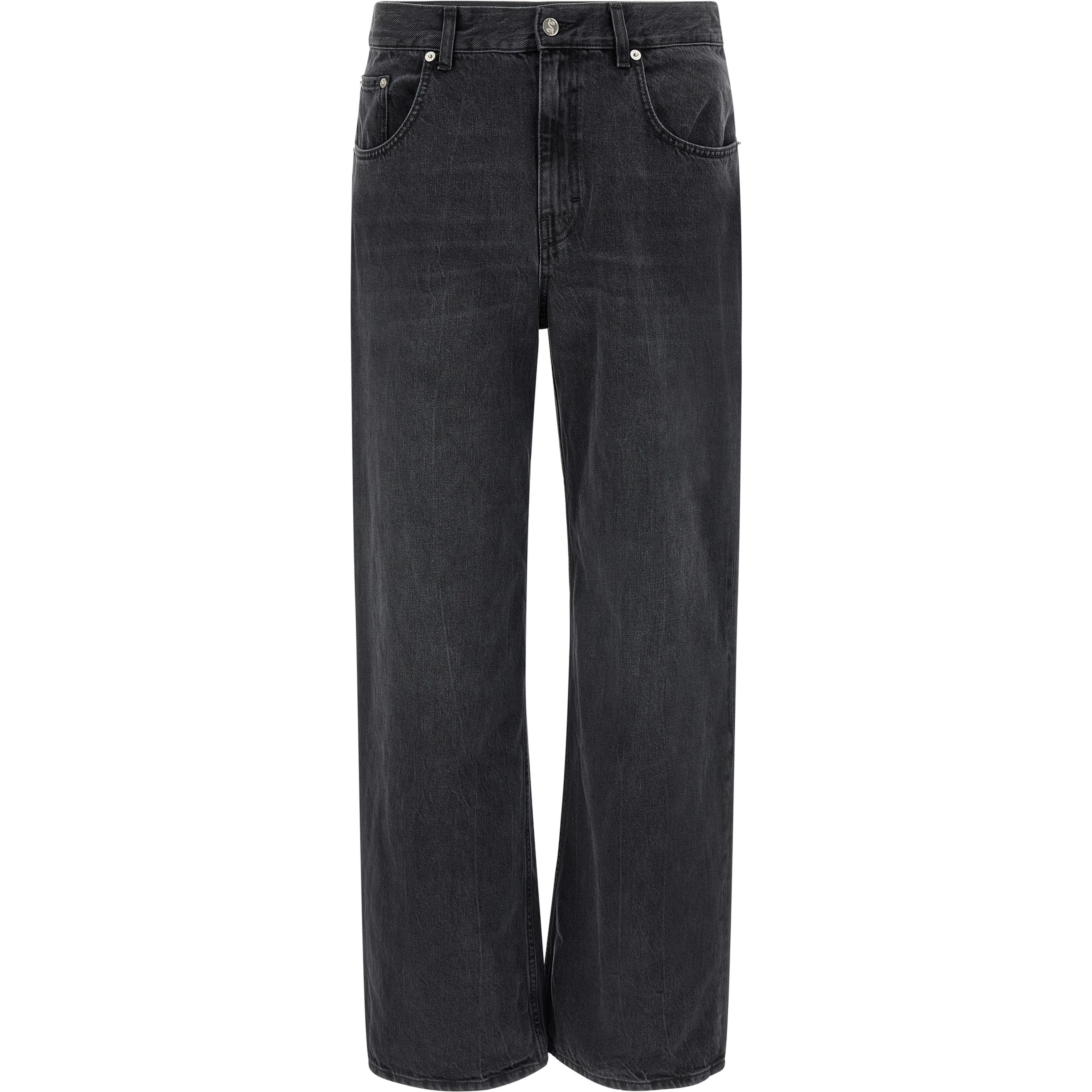 Black Cotton Straight-Leg Jeans