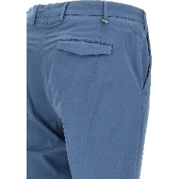 Blue Cotton Casual Pants