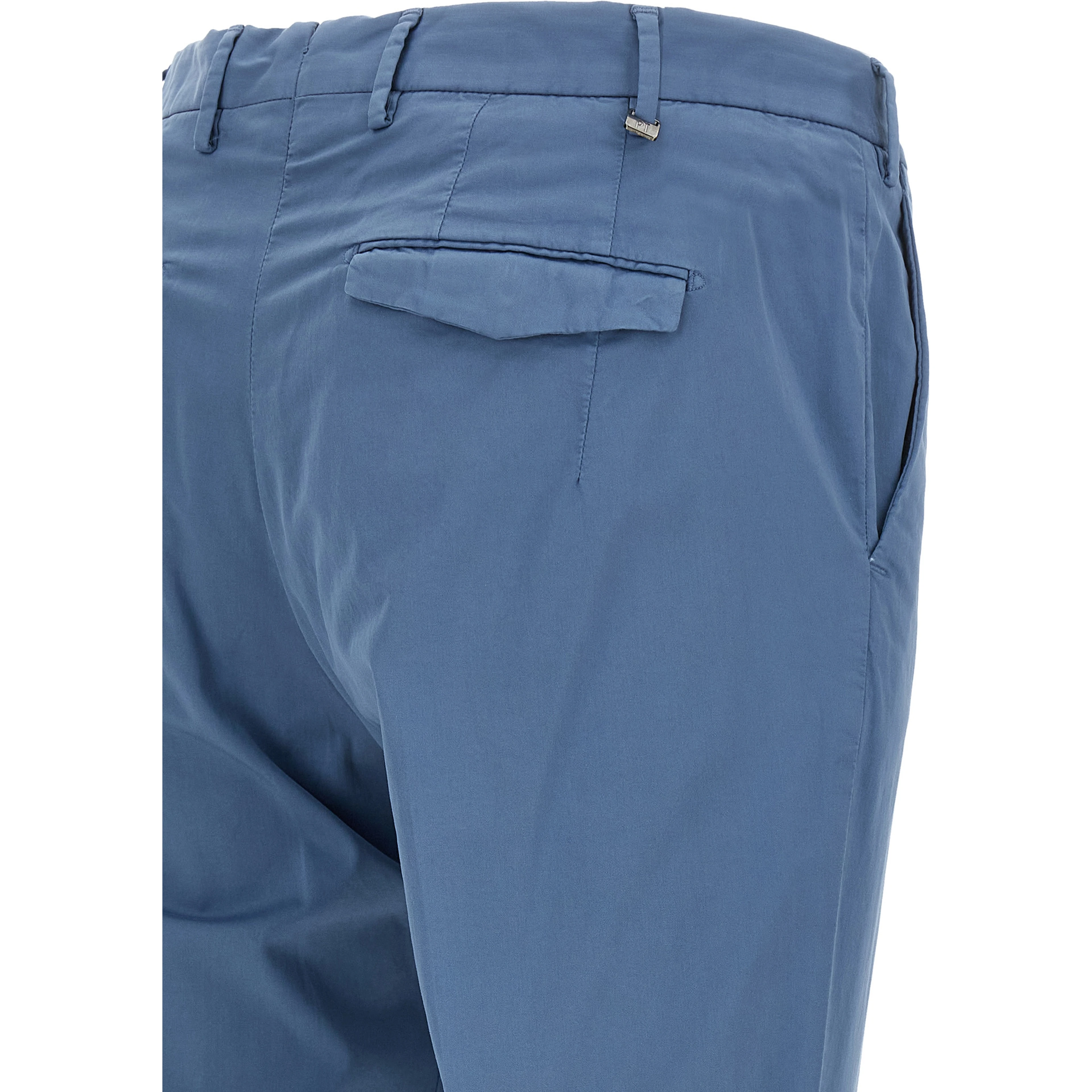 Blue Cotton Casual Pants
