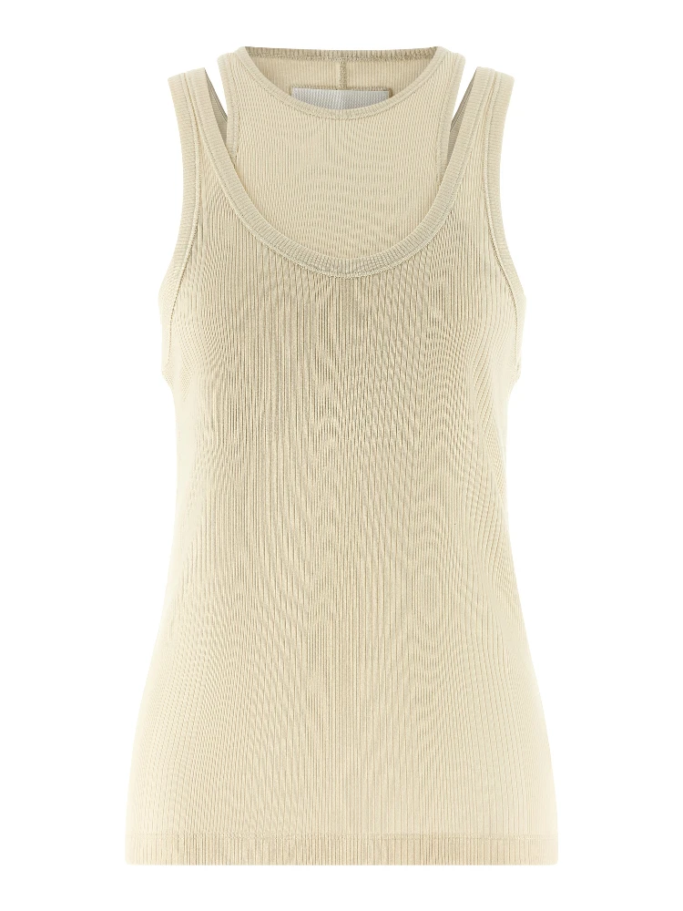 White Cotton Sleeveles T-Shirt