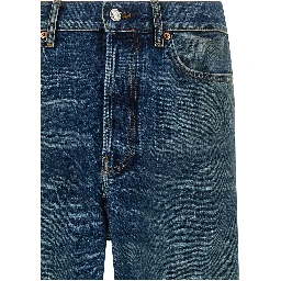 Blue Cotton Straight-Leg Jeans