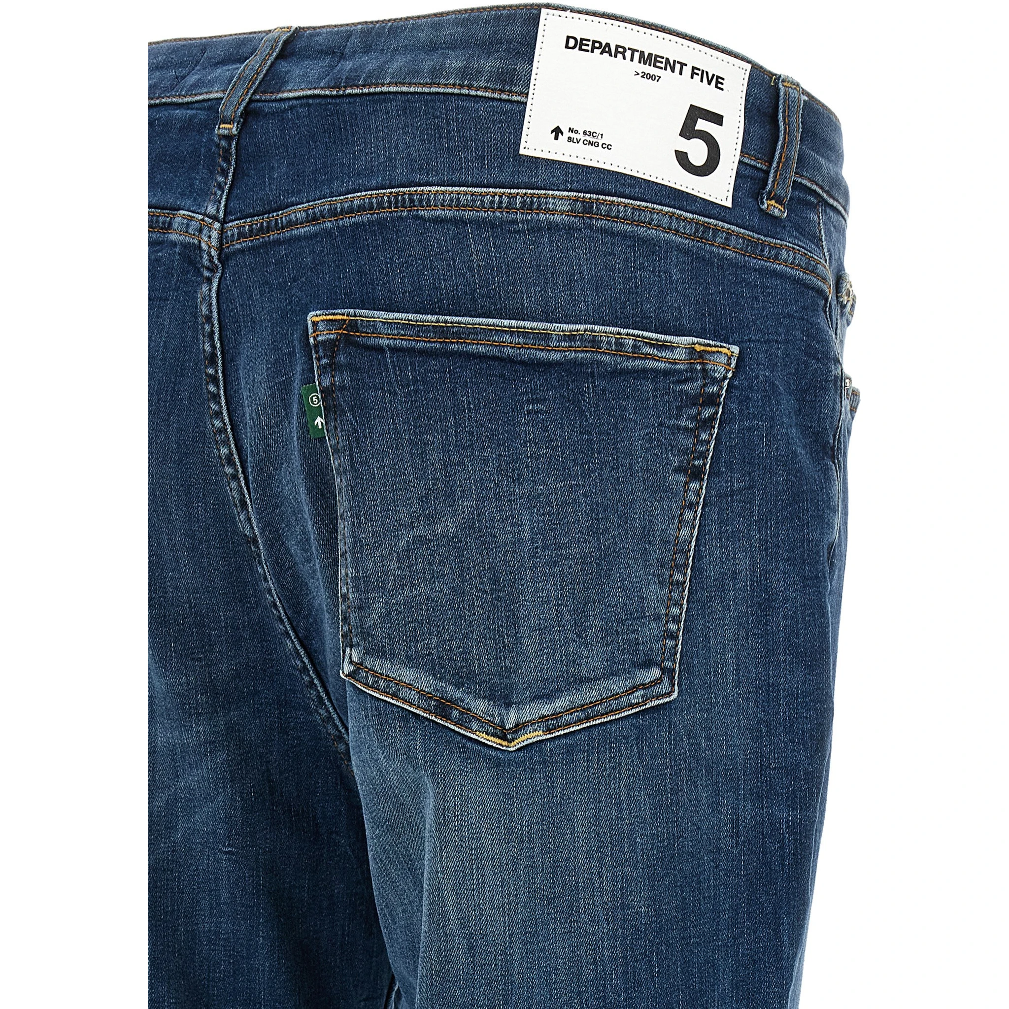 Blue Cotton Cropped Jeans