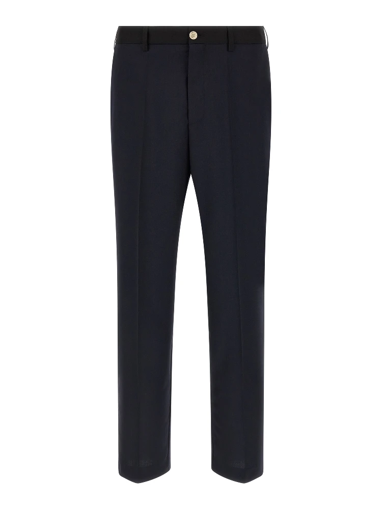 Blue Virgin Wool Casual Pants
