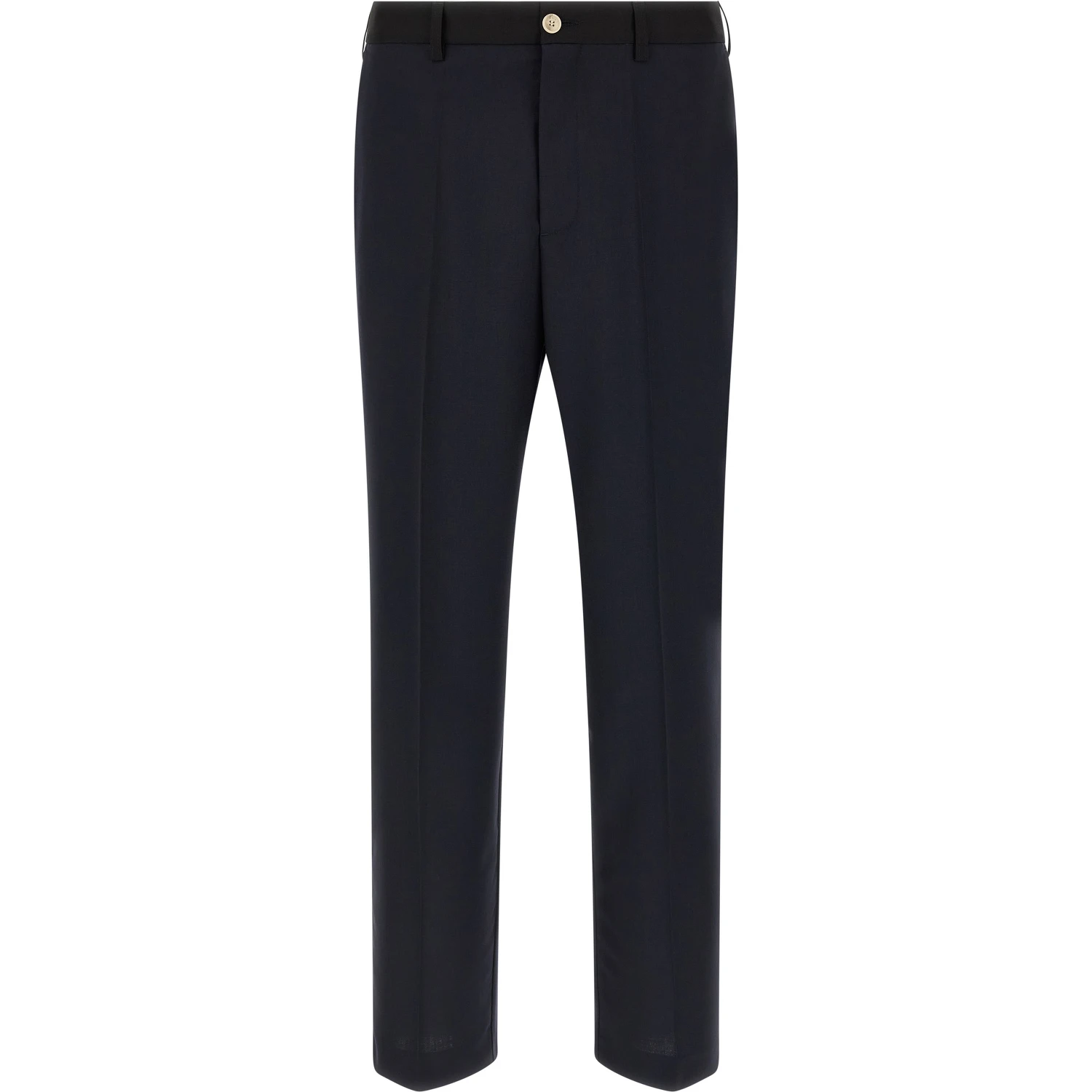 Blue Virgin Wool Casual Pants