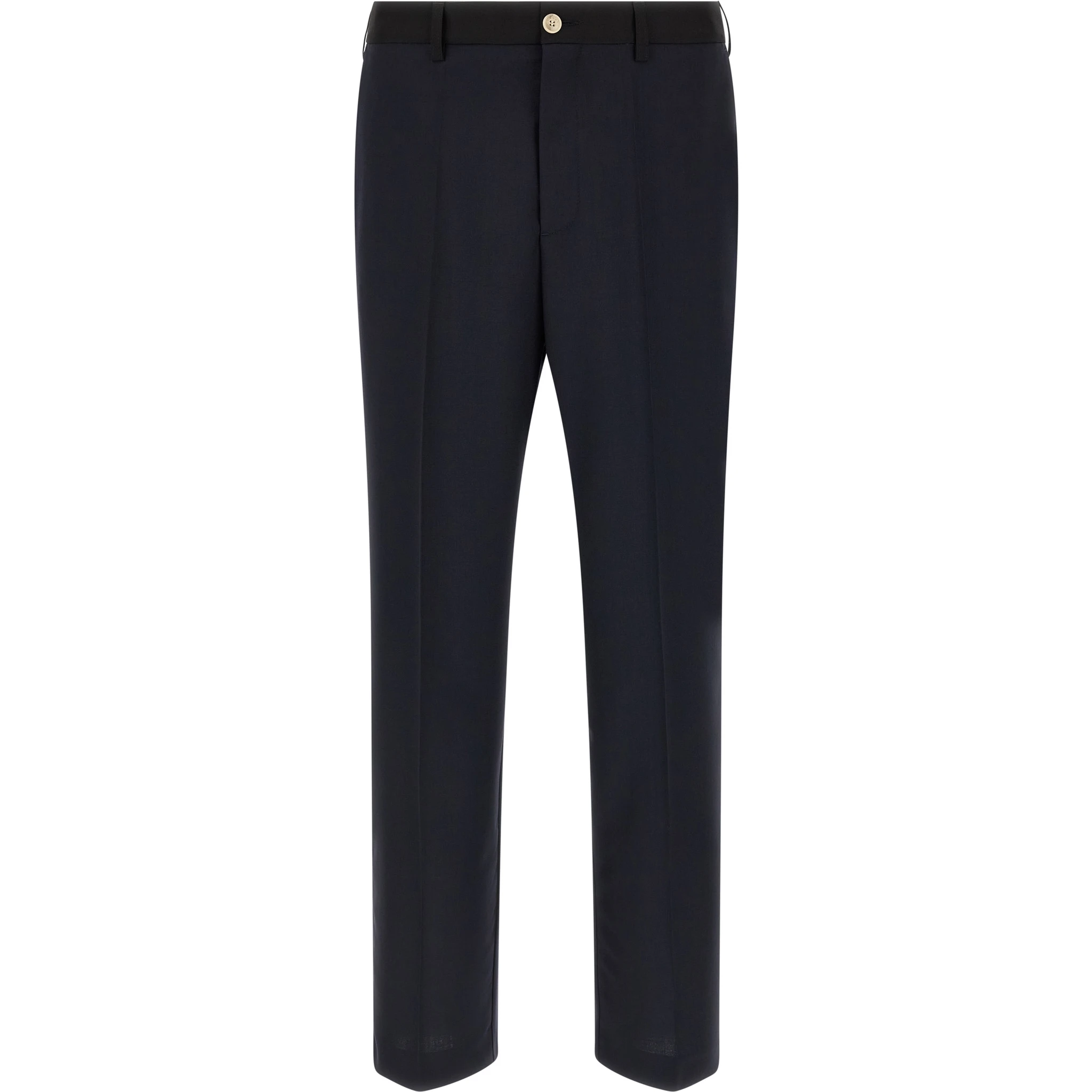 Blue Virgin Wool Casual Pants