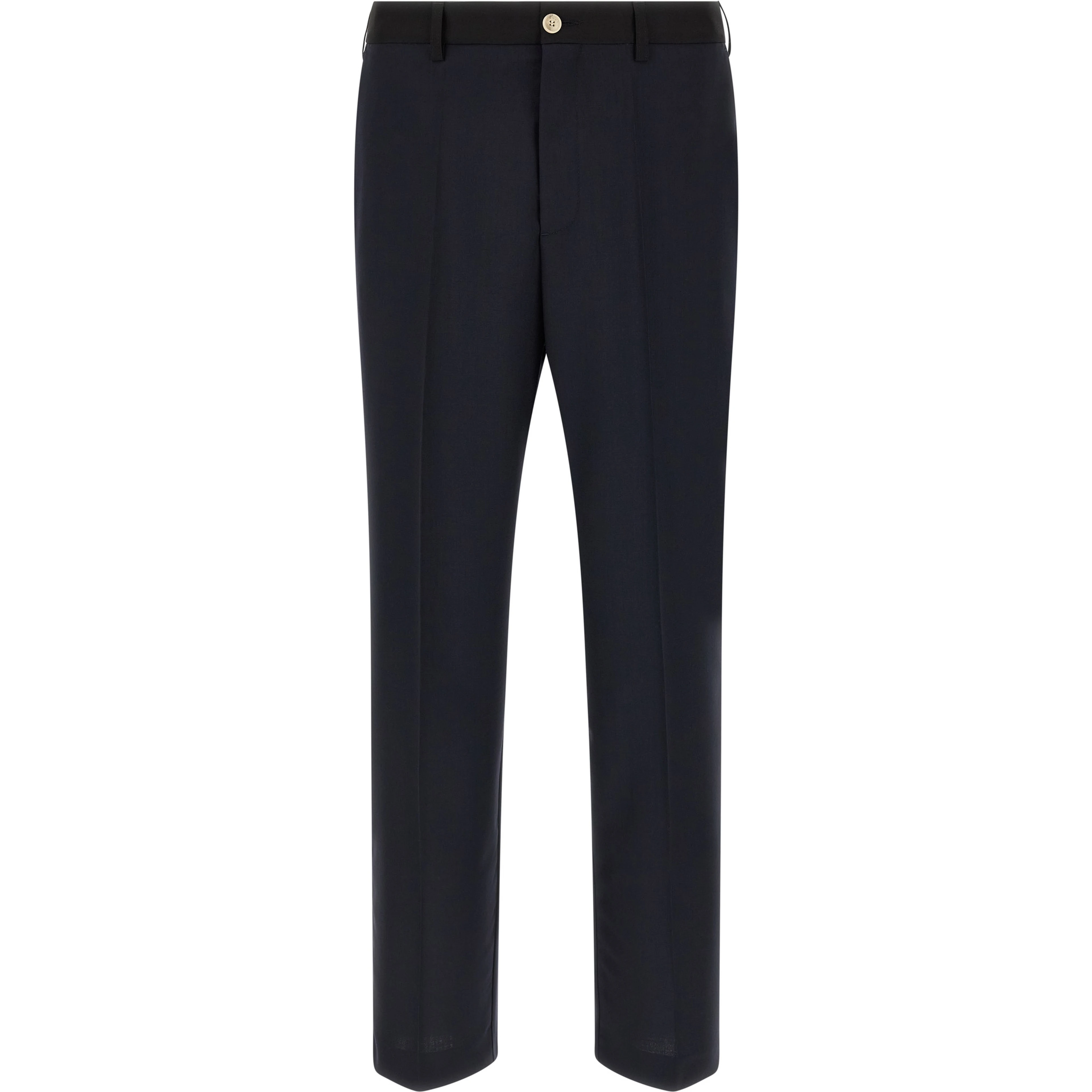 Blue Virgin Wool Casual Pants