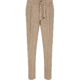 Beige Virgin Wool Casual Pants