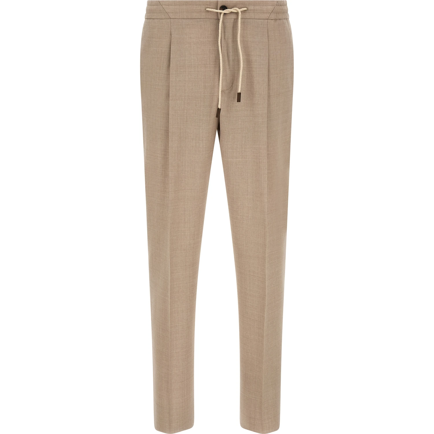Beige Virgin Wool Casual Pants