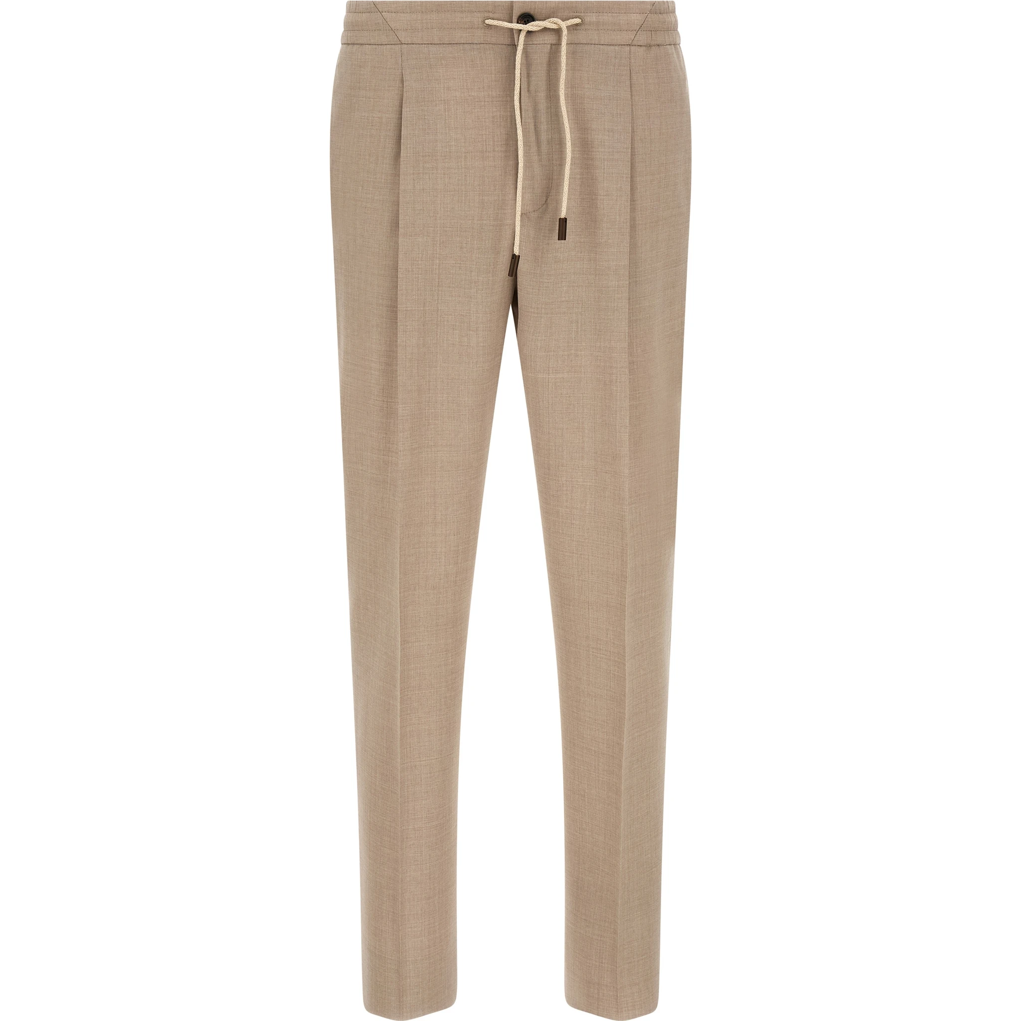 Beige Virgin Wool Casual Pants