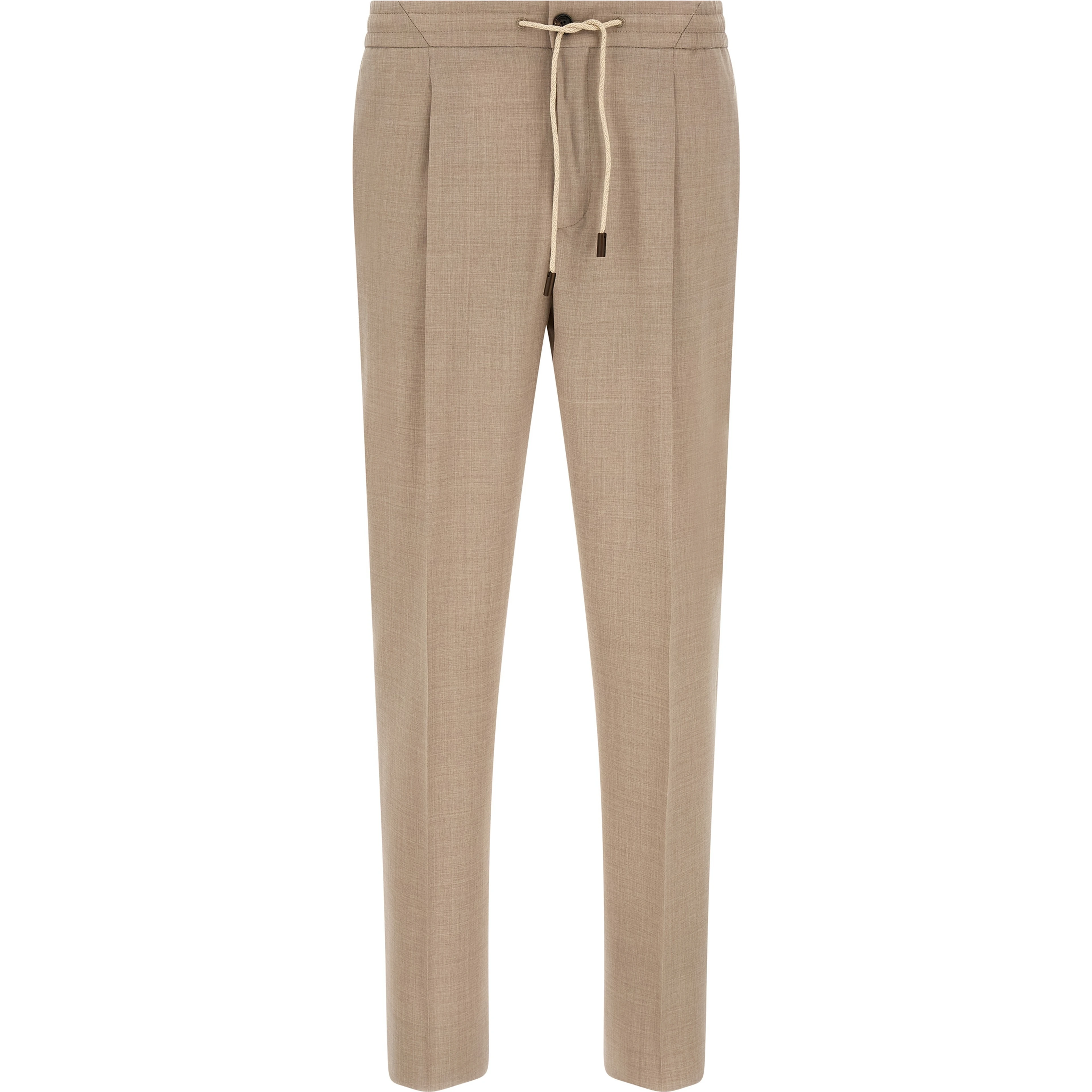 Beige Virgin Wool Casual Pants