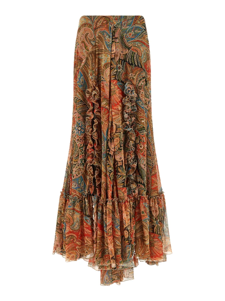 Orange Silk Mini Skirt