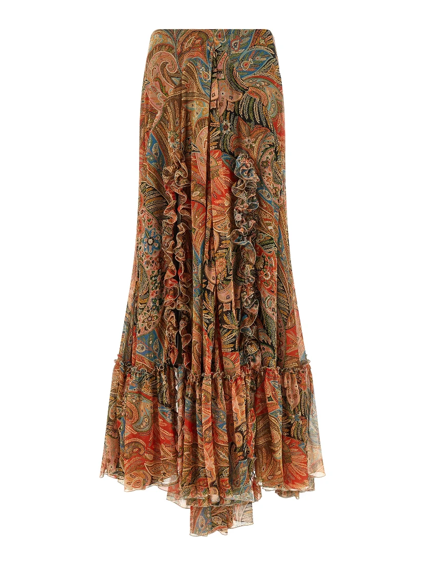 Orange Silk Mini Skirt