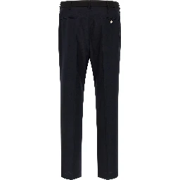 Blue Virgin Wool Casual Pants
