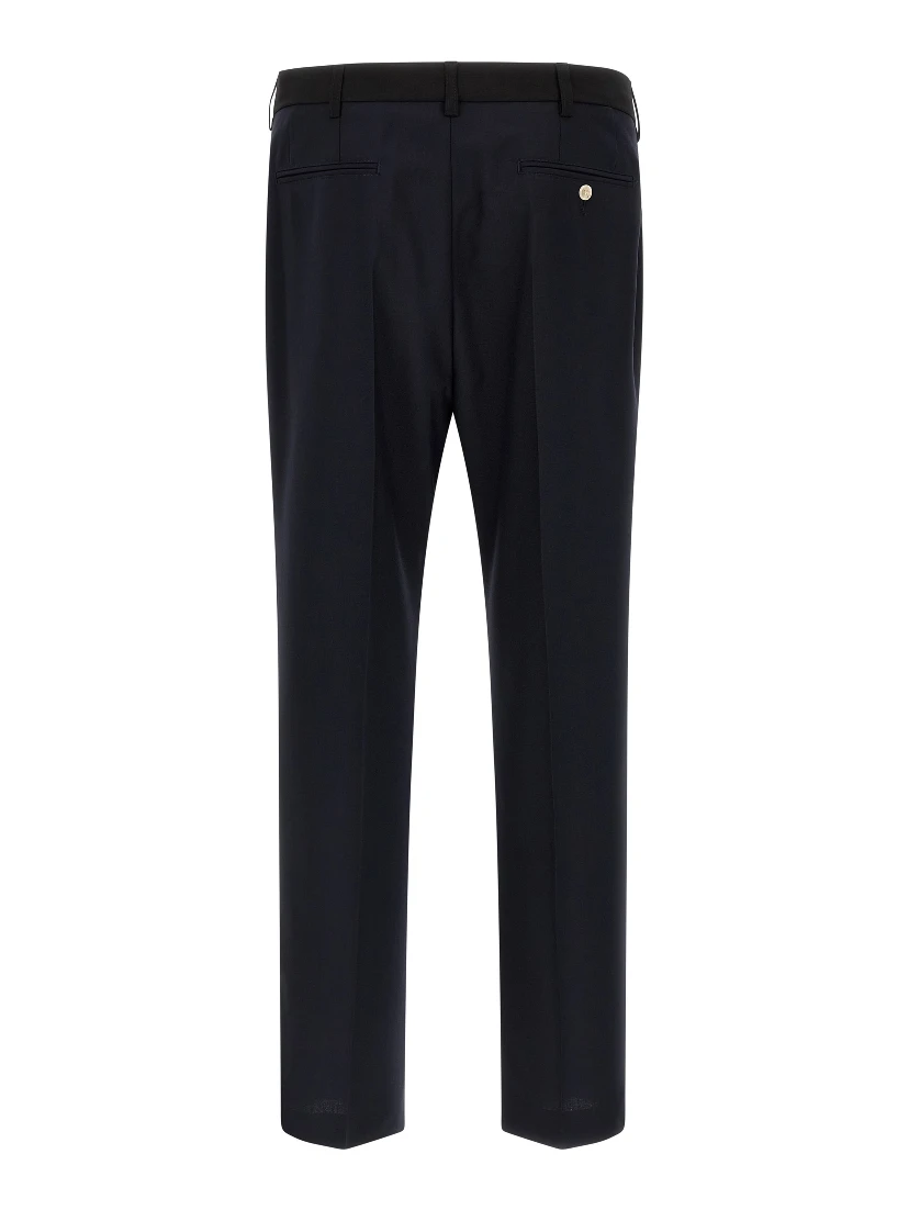 Blue Virgin Wool Casual Pants