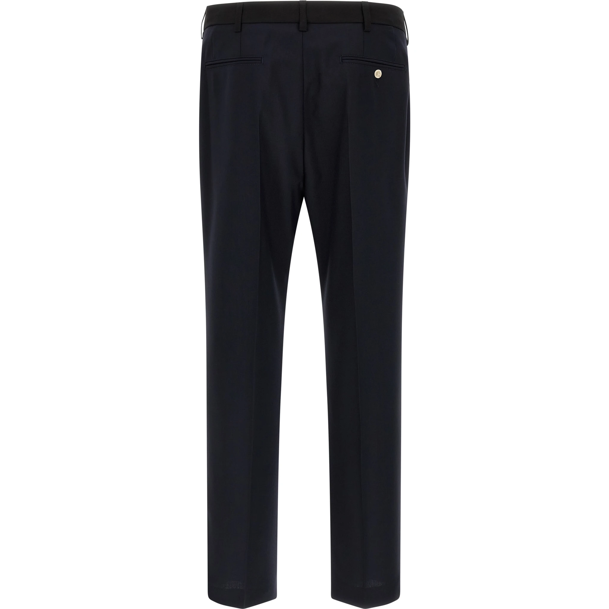 Blue Virgin Wool Casual Pants