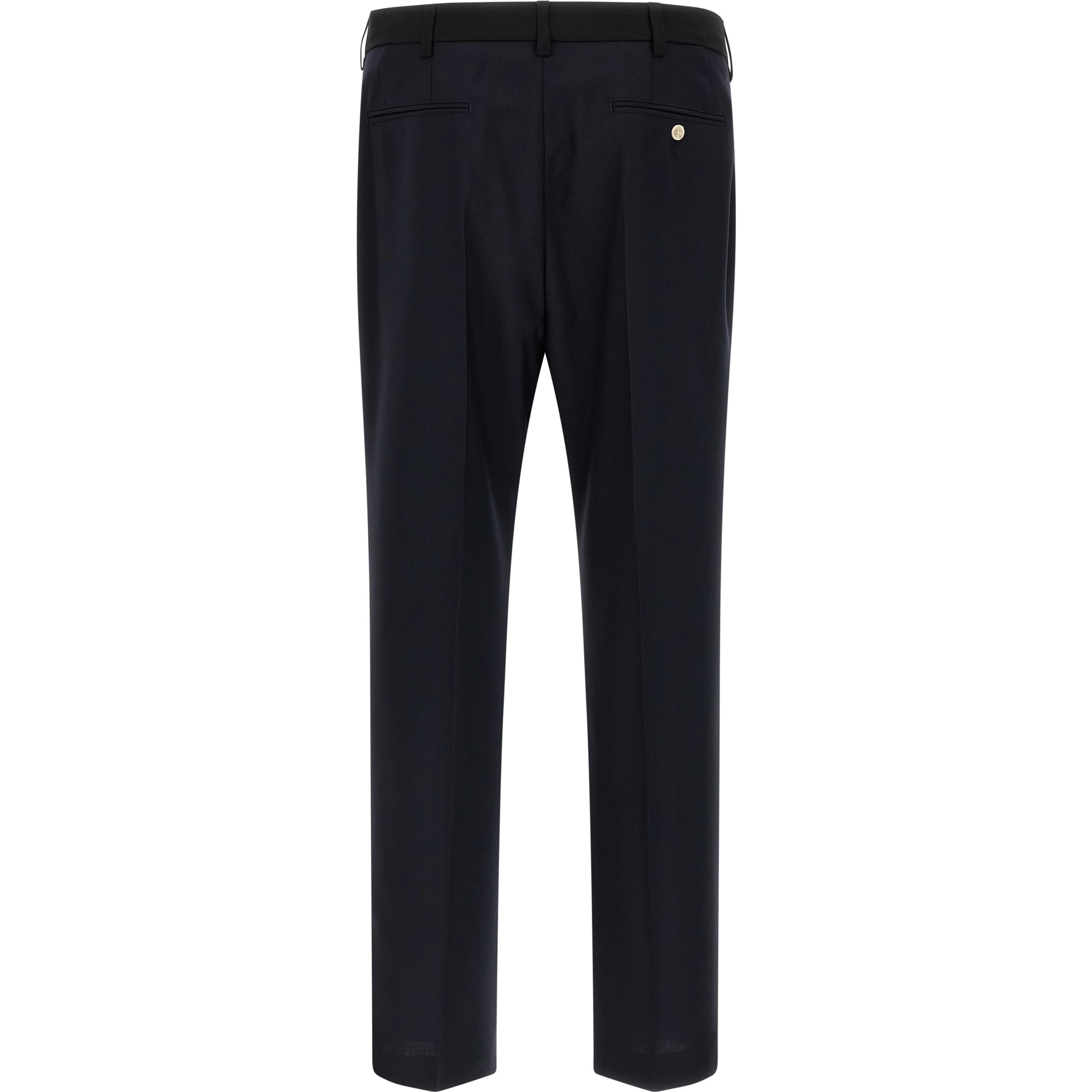 Blue Virgin Wool Casual Pants