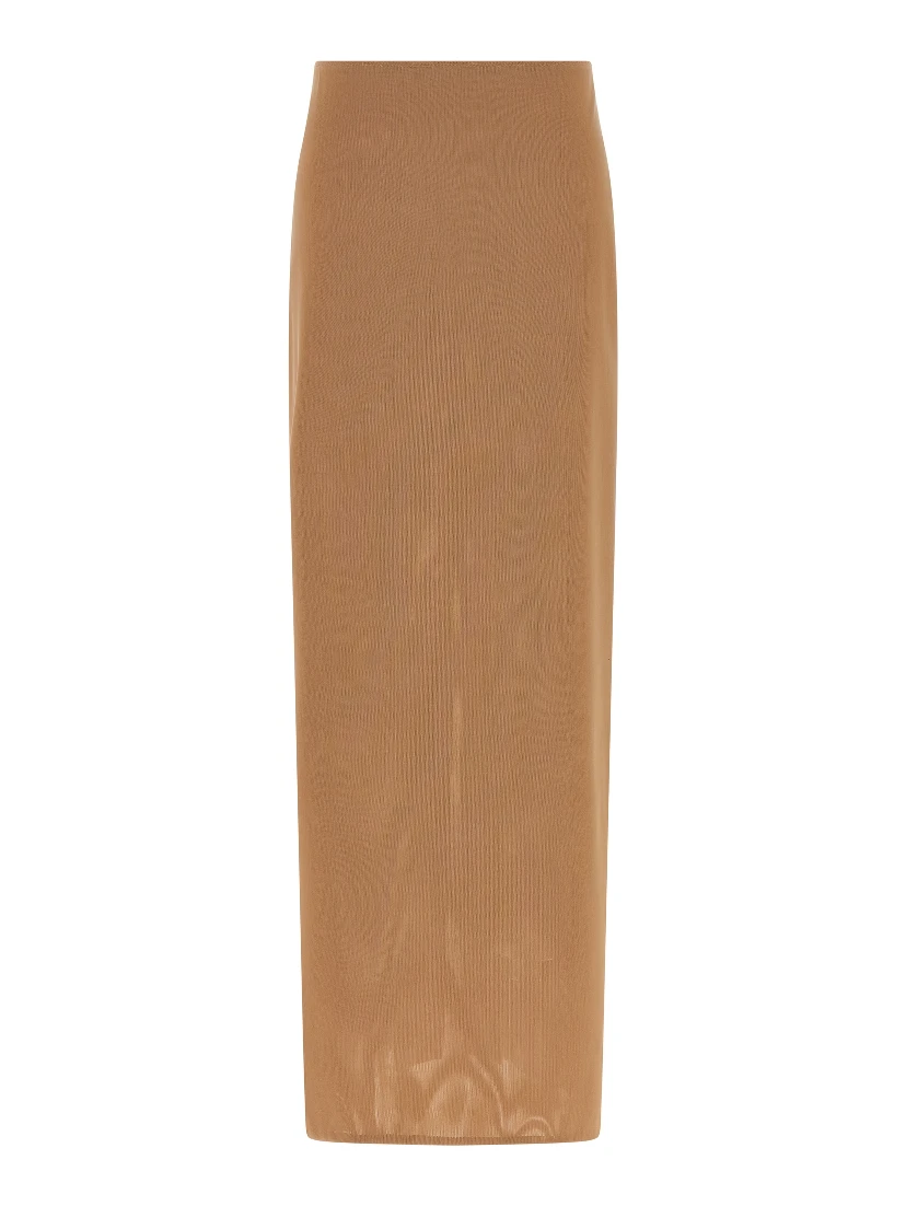 Beige Polyamide Midi Skirt