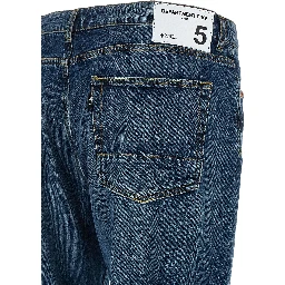 Blue Cotton Straight-Leg Jeans
