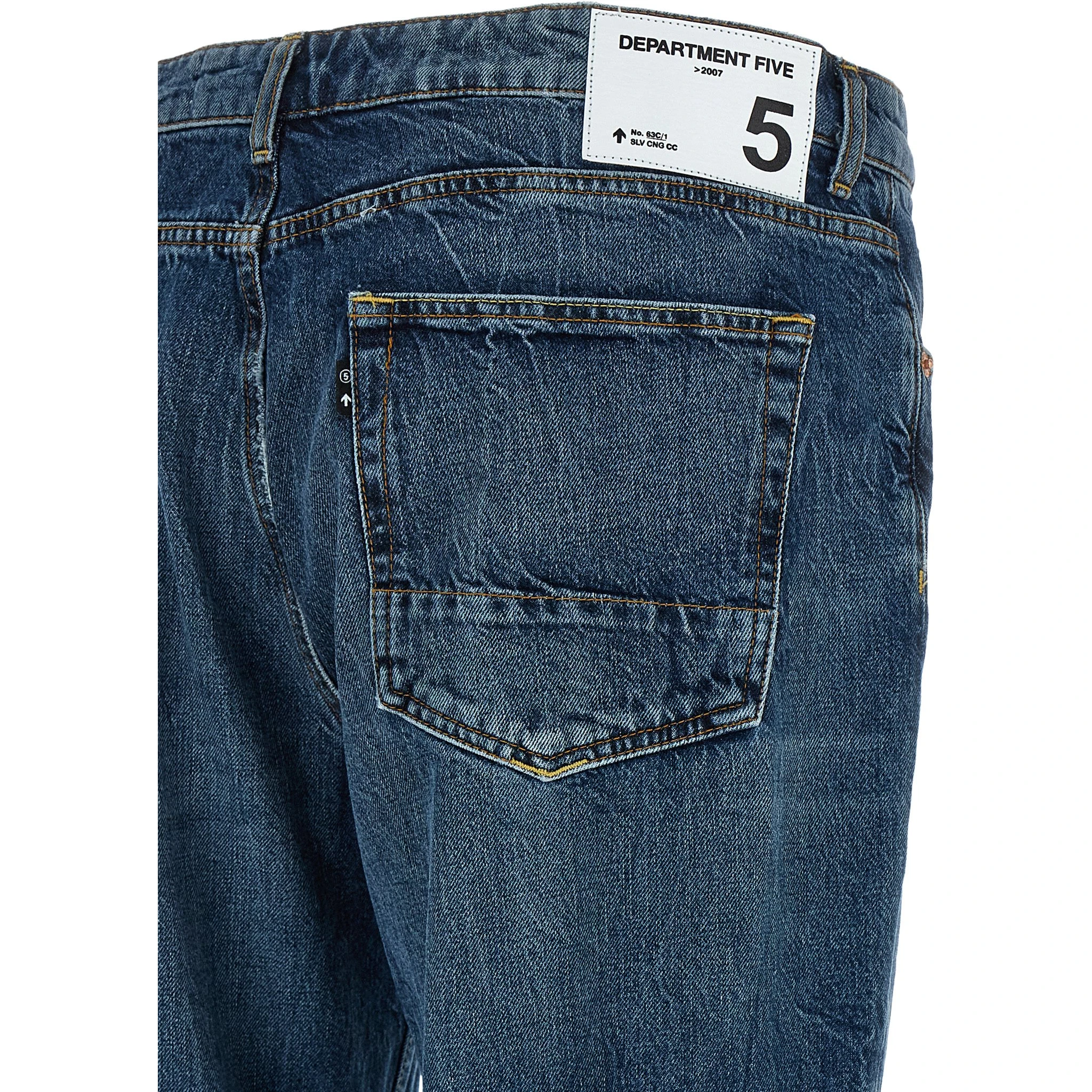 Blue Cotton Straight-Leg Jeans