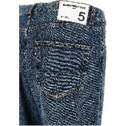 Blue Cotton Straight-Leg Jeans