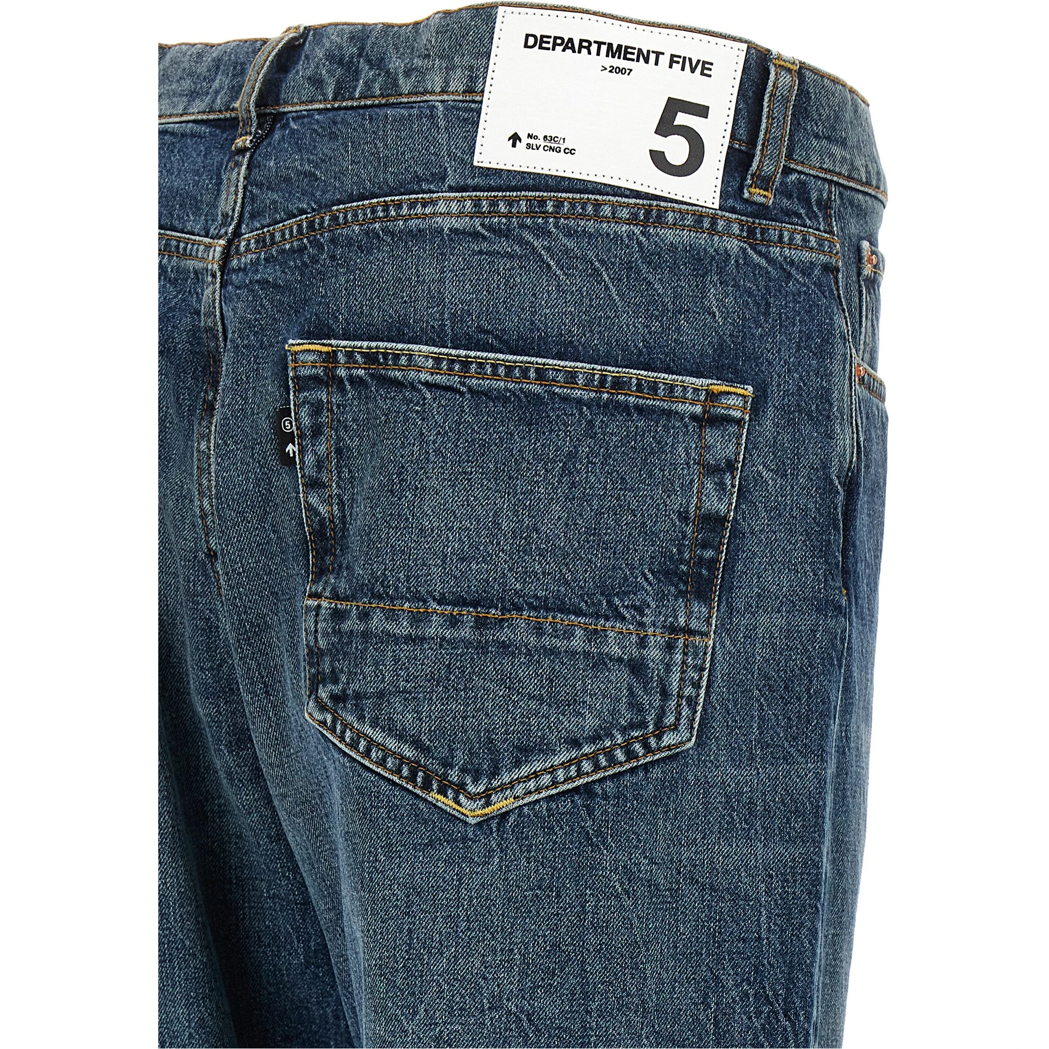 Blue Cotton Straight-Leg Jeans