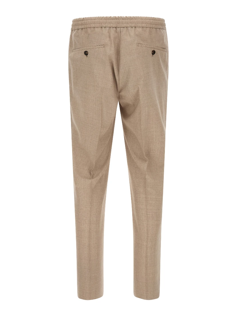 Beige Virgin Wool Casual Pants