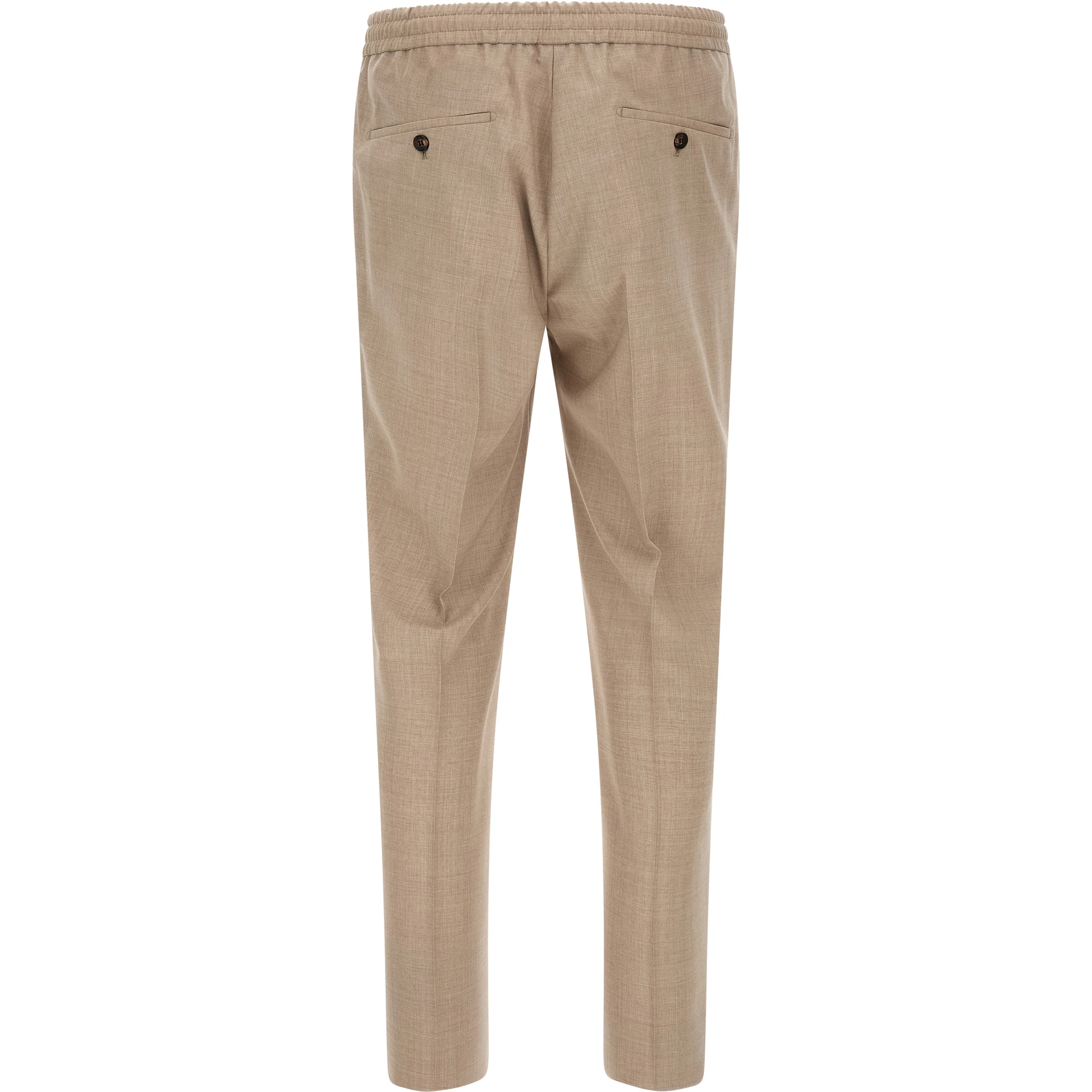 Beige Virgin Wool Casual Pants