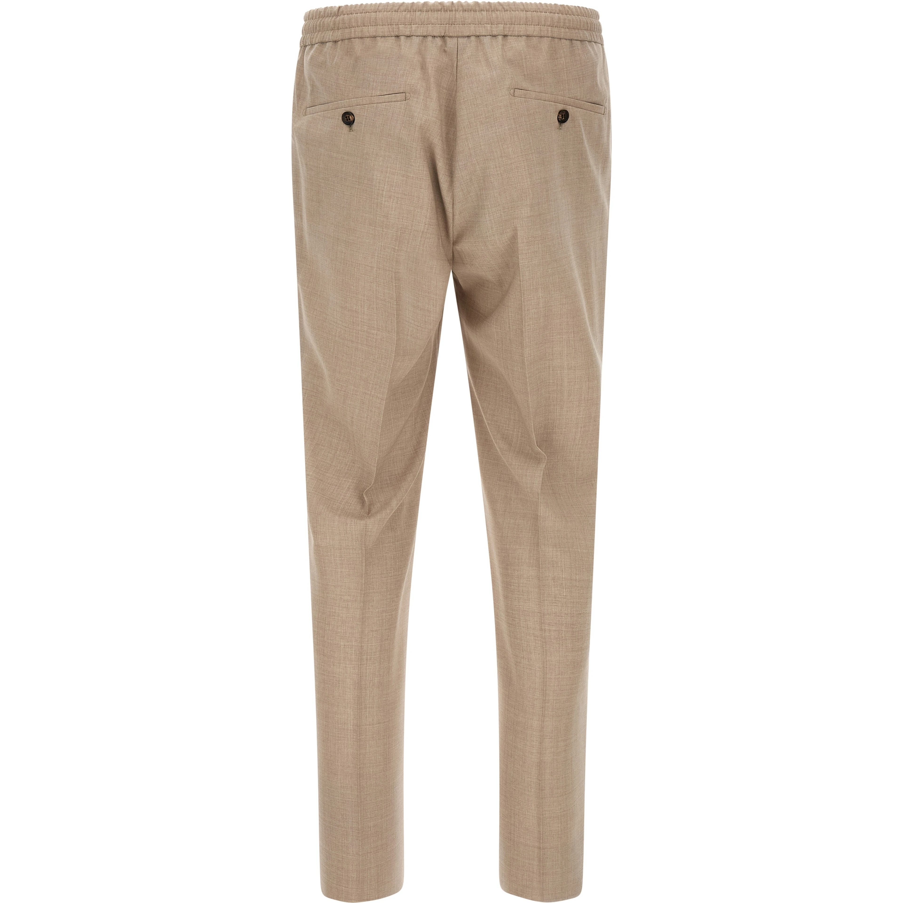 Beige Virgin Wool Casual Pants
