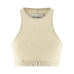 White Cotton Sleeveles T-Shirt