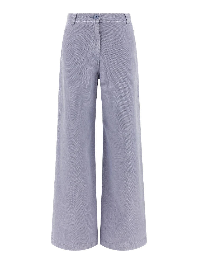 Purple Cotton Casual Pants