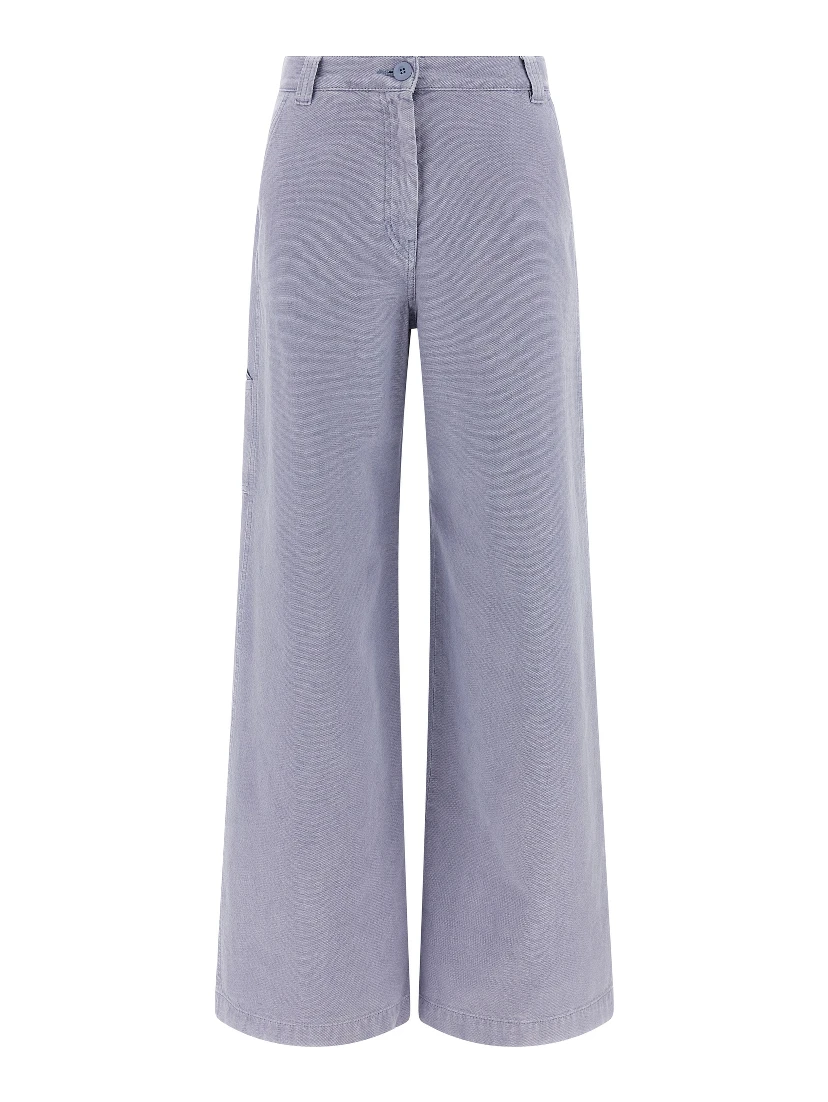 Purple Cotton Casual Pants