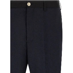 Blue Virgin Wool Casual Pants