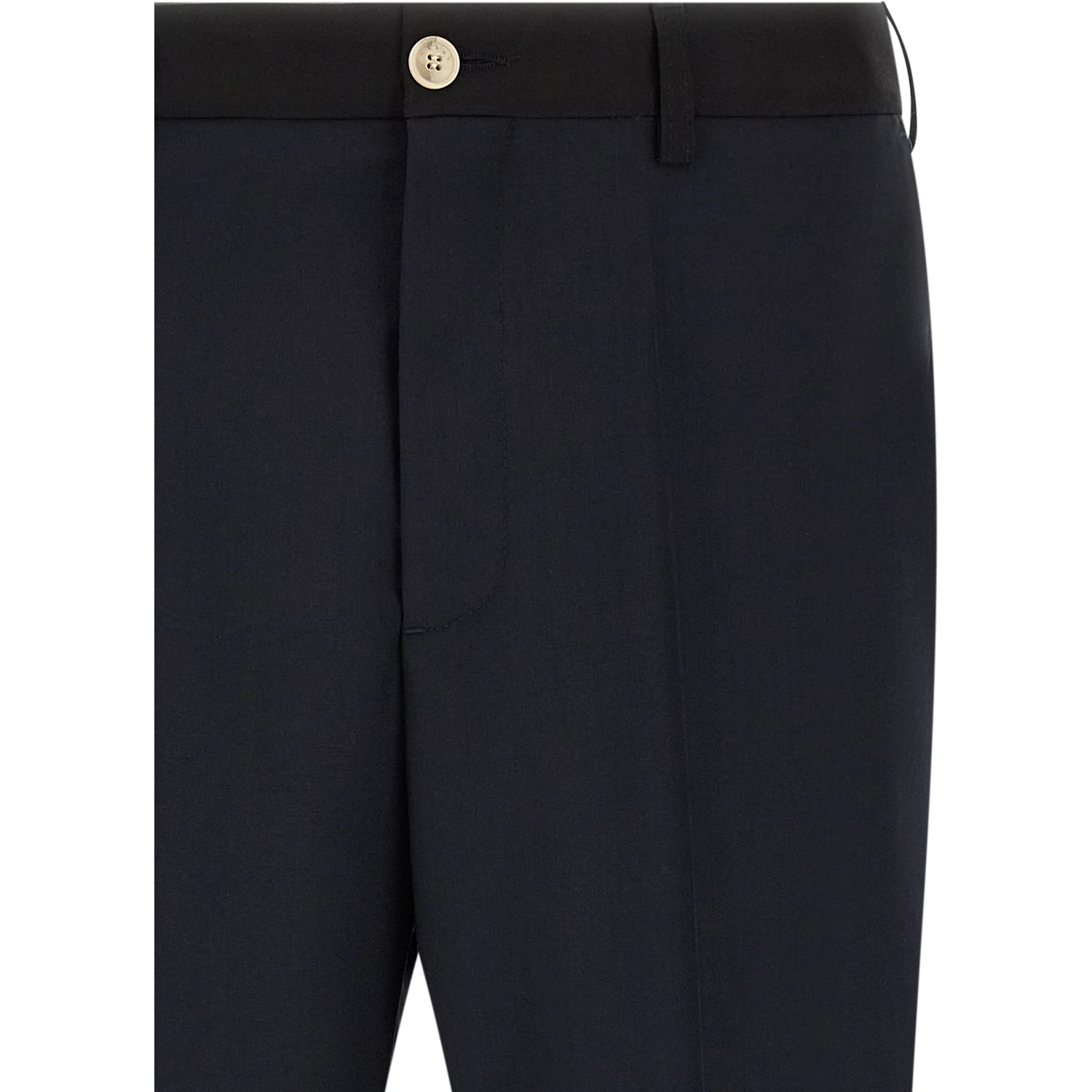 Blue Virgin Wool Casual Pants