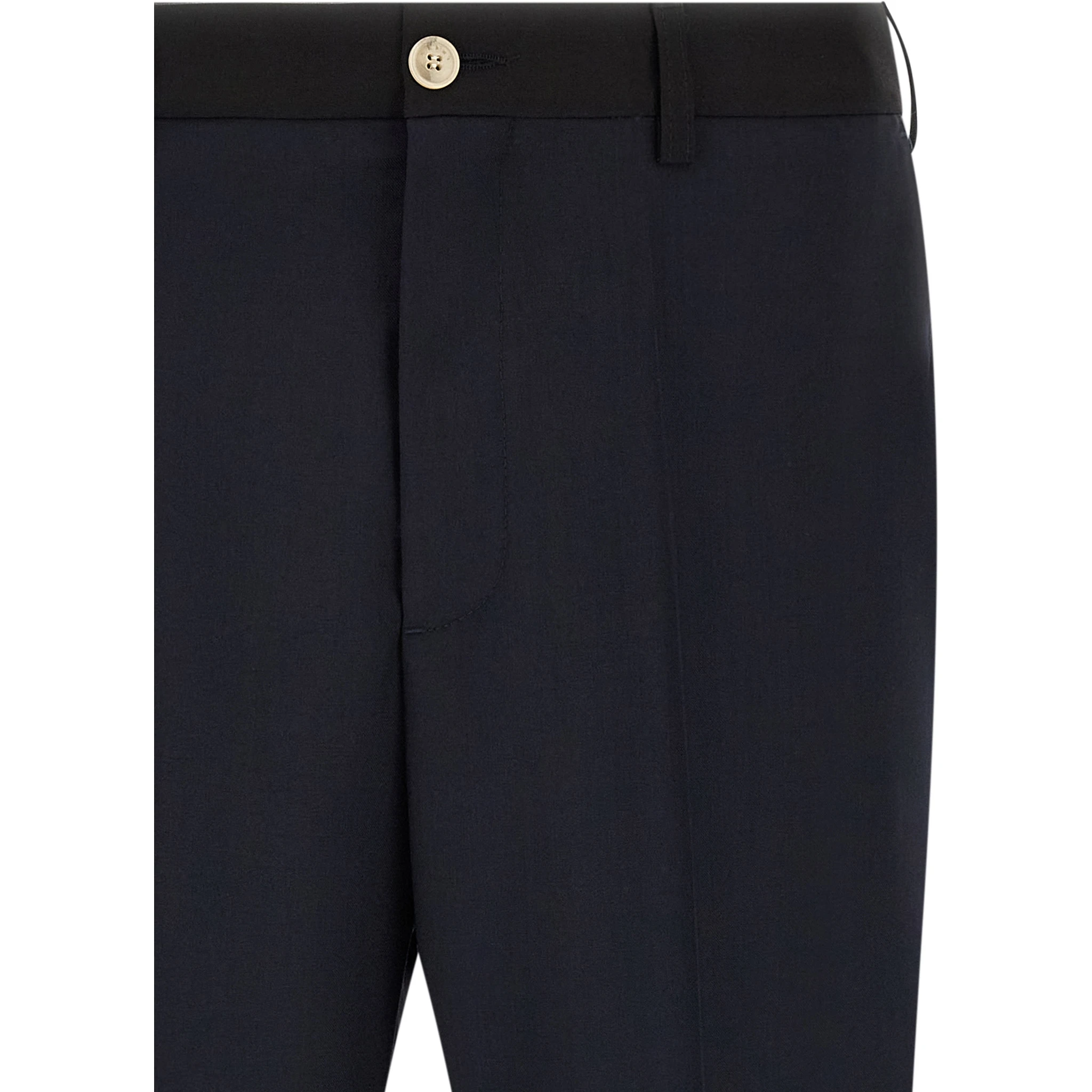 Blue Virgin Wool Casual Pants