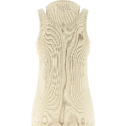 White Cotton Sleeveles T-Shirt
