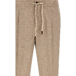 Beige Virgin Wool Casual Pants