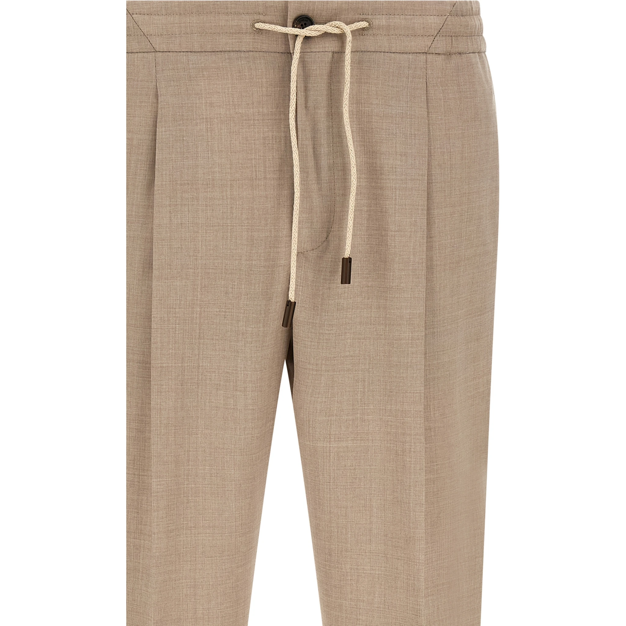 Beige Virgin Wool Casual Pants