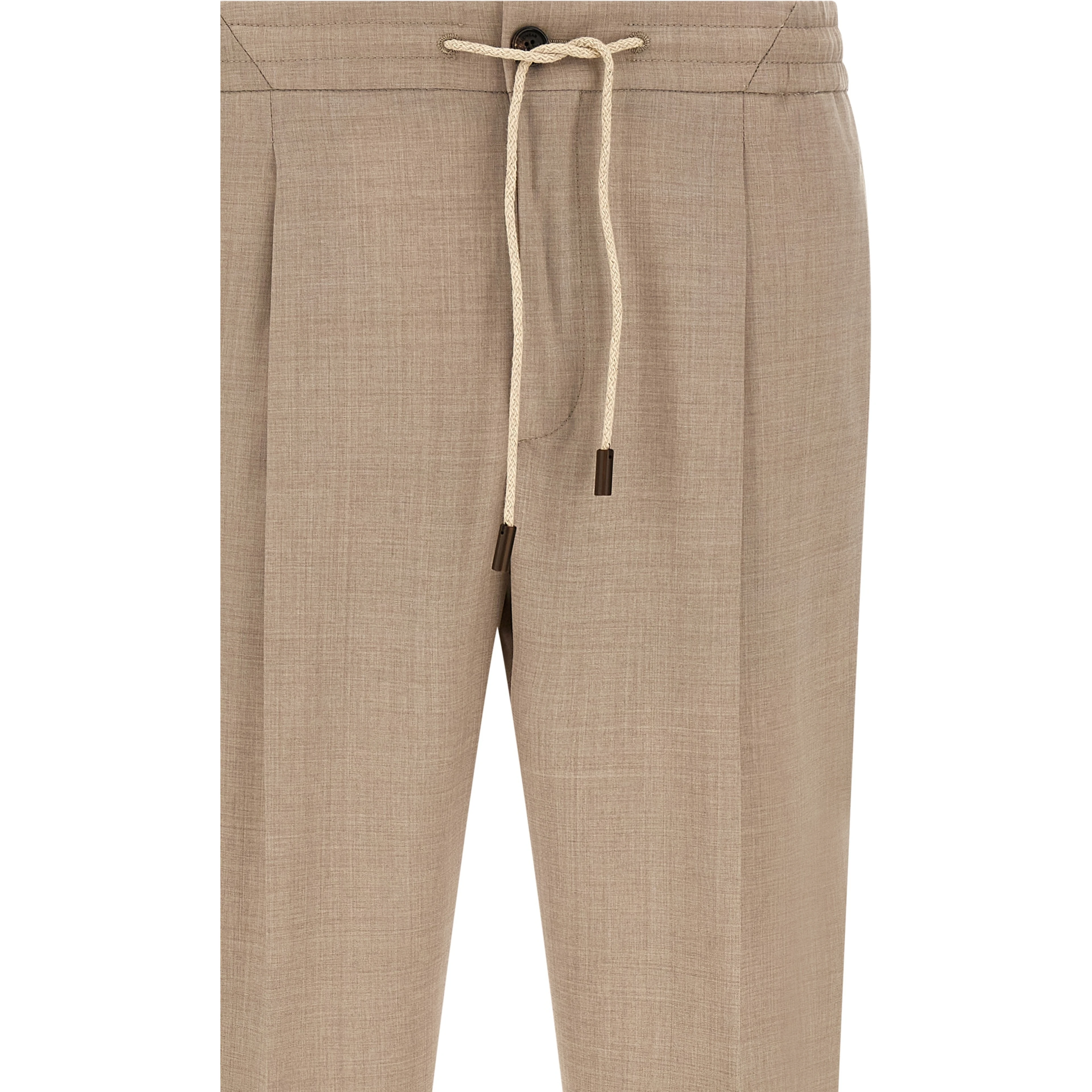 Beige Virgin Wool Casual Pants