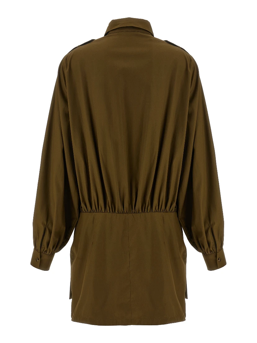 Brown Cotton Short Dress