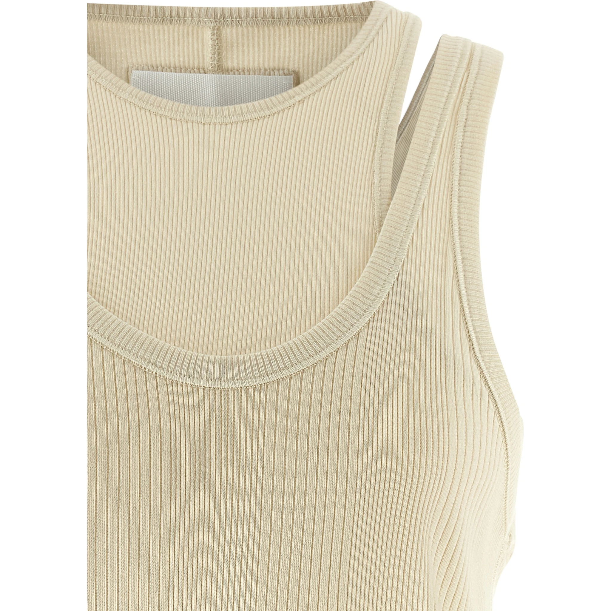 White Cotton Sleeveles T-Shirt
