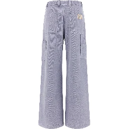 Purple Cotton Casual Pants