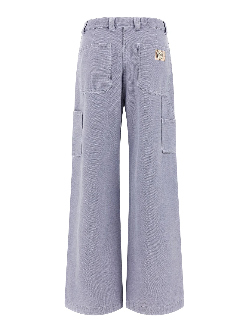 Purple Cotton Casual Pants
