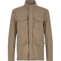Beige Polyamide Full-Length Jacket