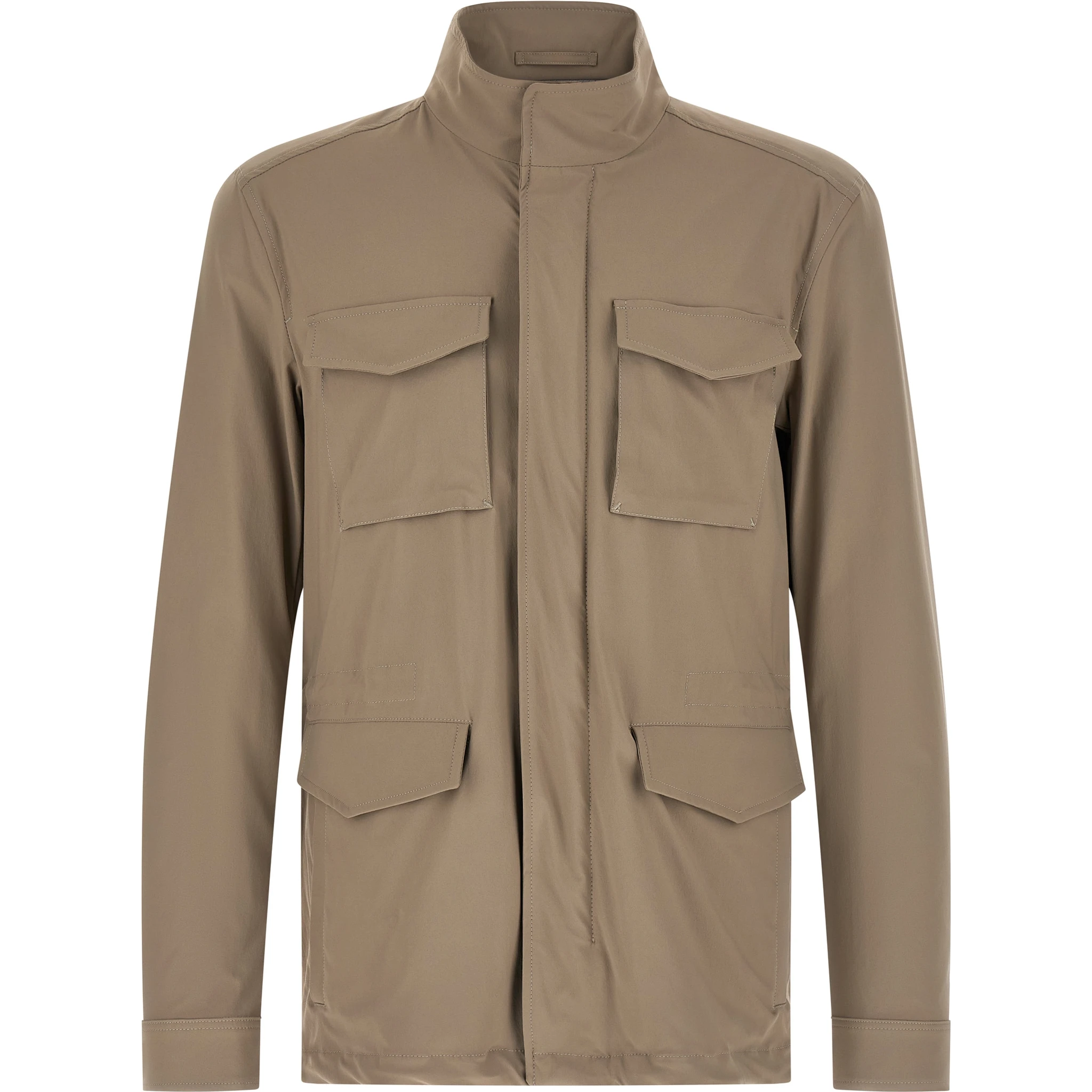 Beige Polyamide Full-Length Jacket