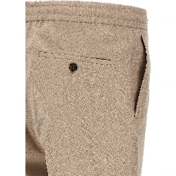 Beige Virgin Wool Casual Pants