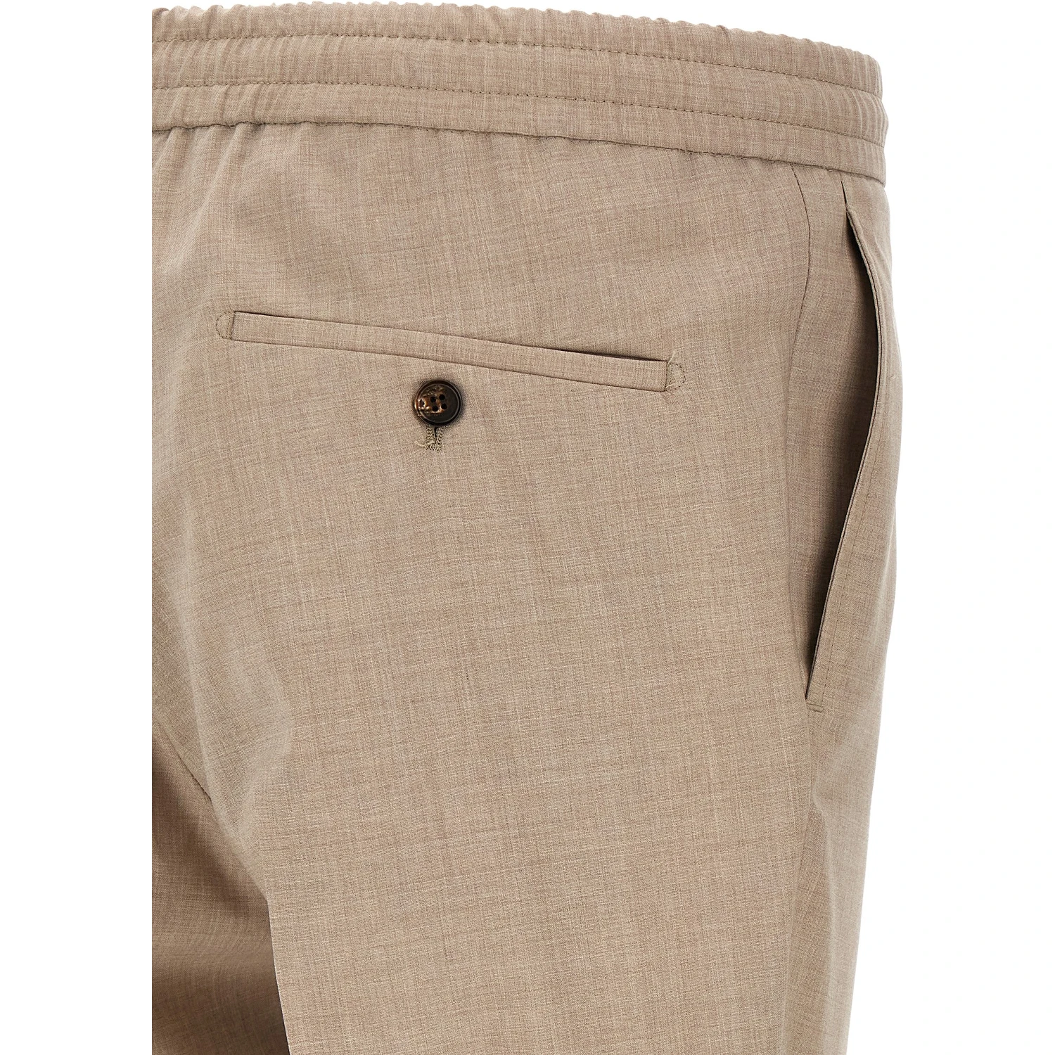 Beige Virgin Wool Casual Pants